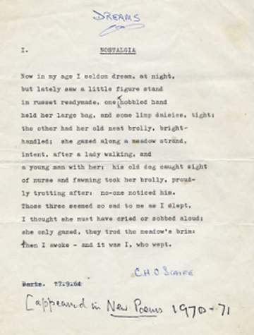 The image shows one sonnet only, 'Nostalgia'.